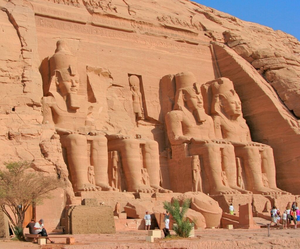 Tourists visiting a temple in Luxor