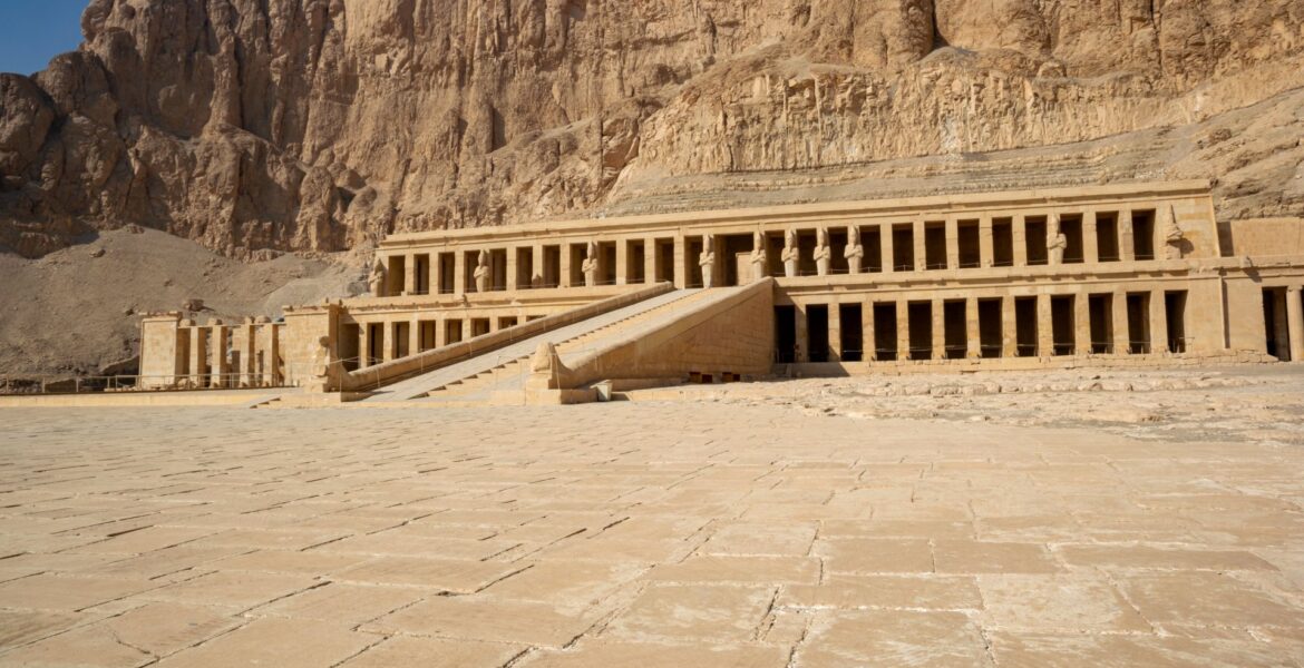 A large yellow temple