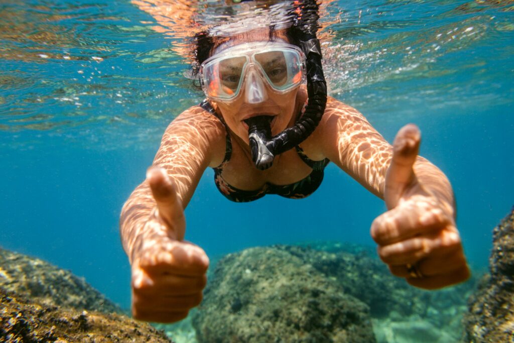 woman snorkling
