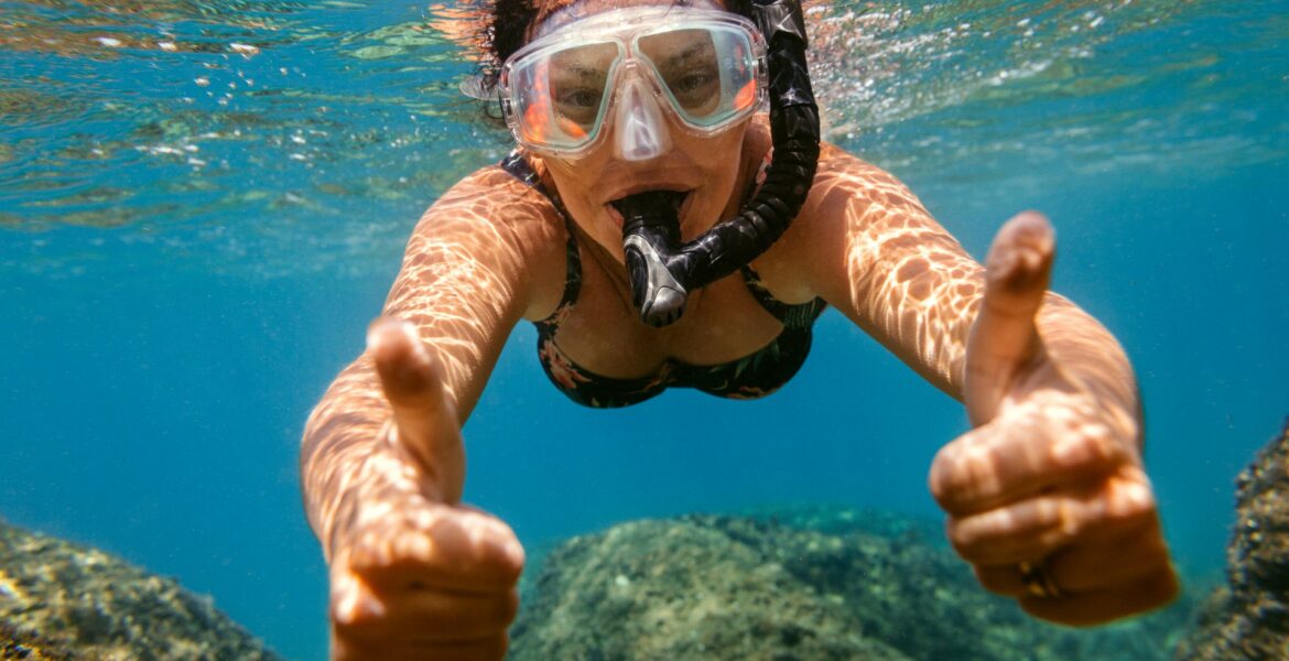 woman snorkling